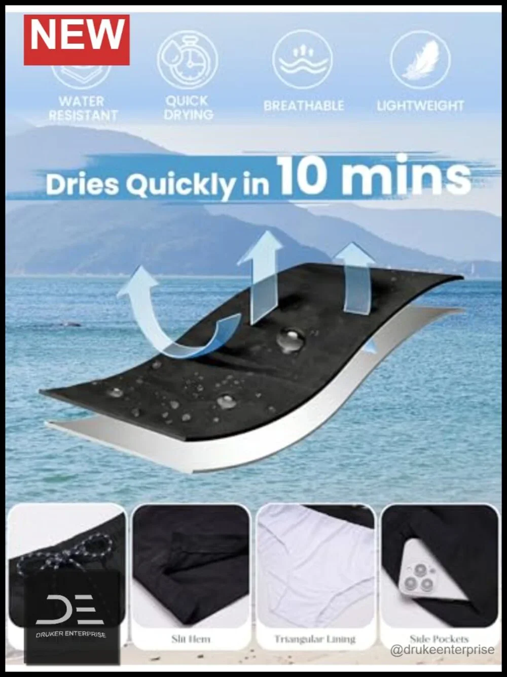 Men's Quick Dry Swim Trunks Board Shorts with Mesh Liner 7'' Inseam